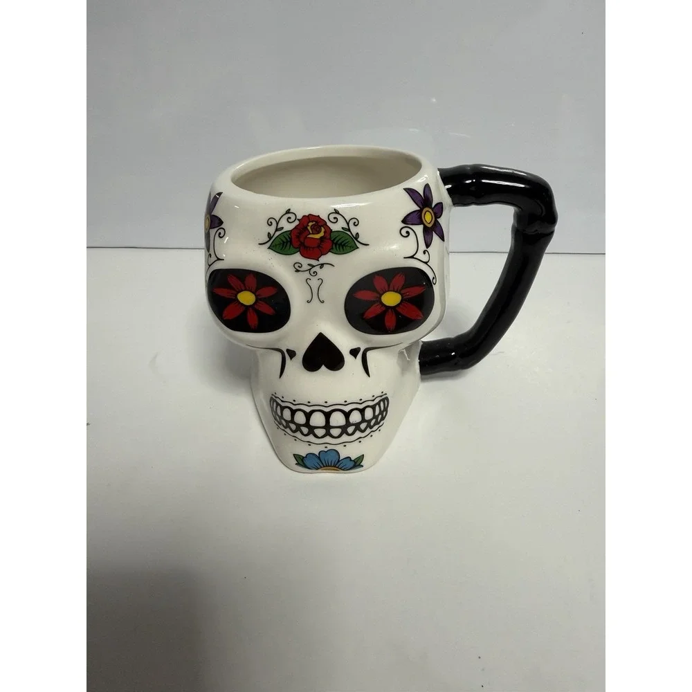 Day Of The Dead Calavera Figural Mug Sugar Skulls 17oz Coffee Mug New H-3